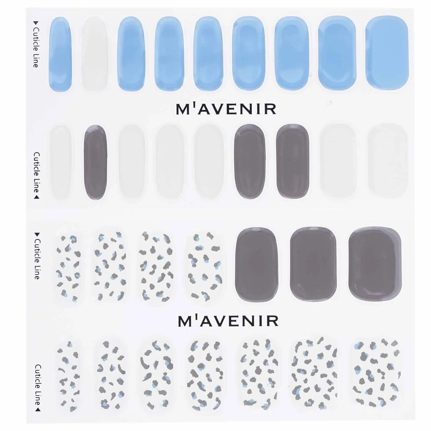 Mavenir Nail Sticker (Patterned) - # Cream Blue Leopardo Nail  32pcs - Olabens