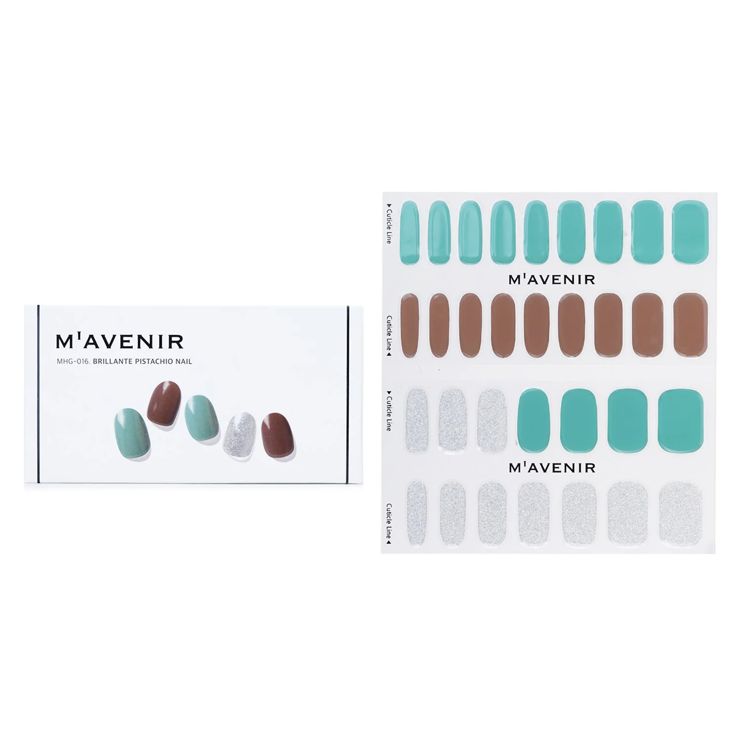 Mavenir Nail Sticker (Assorted Colour) - # Brillante Pistachio Nail  32pcs - Olabens