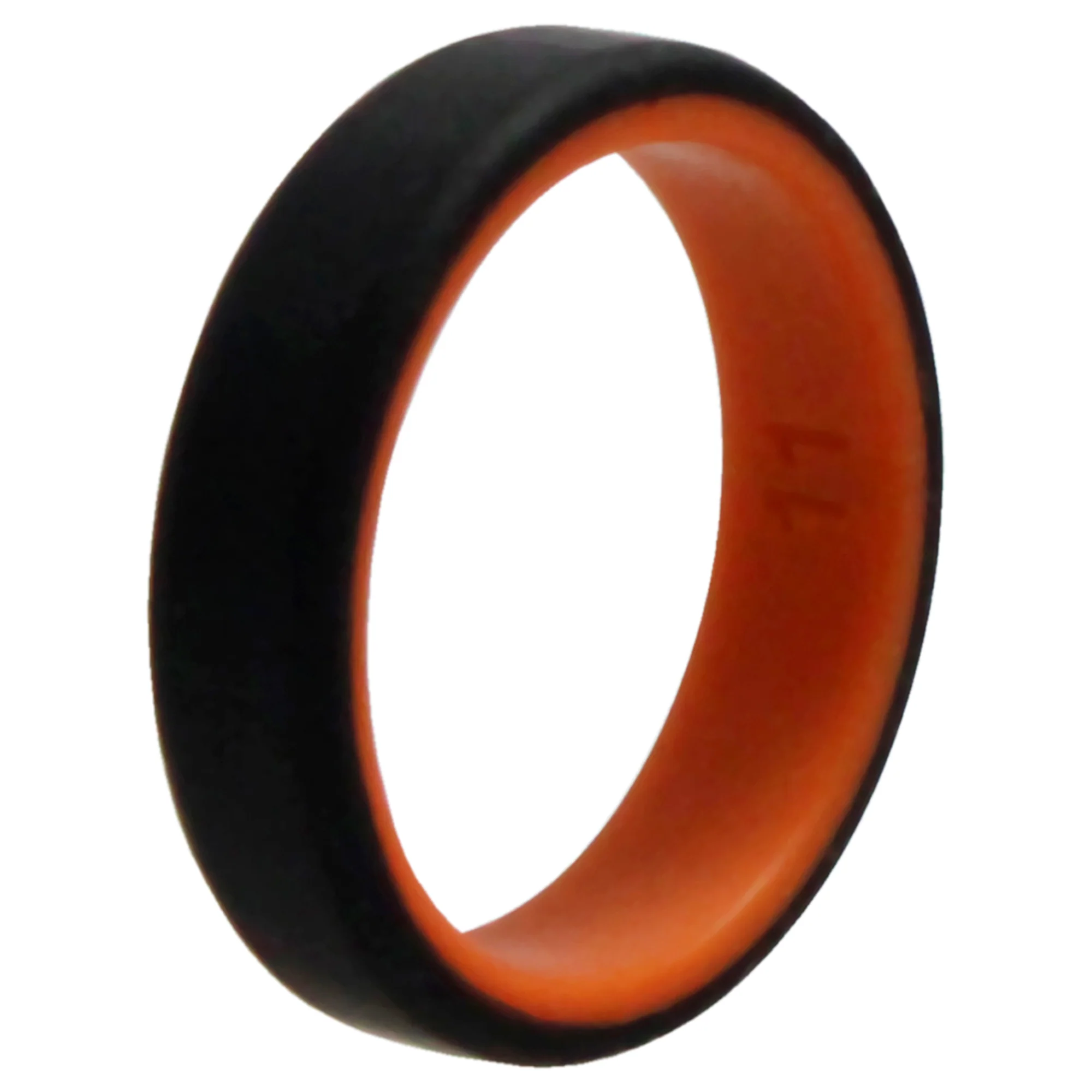 Silicone Wedding 6mm Brush 2Layer Ring - Orange-Black by ROQ for Men - 11 mm Ring - Olabens