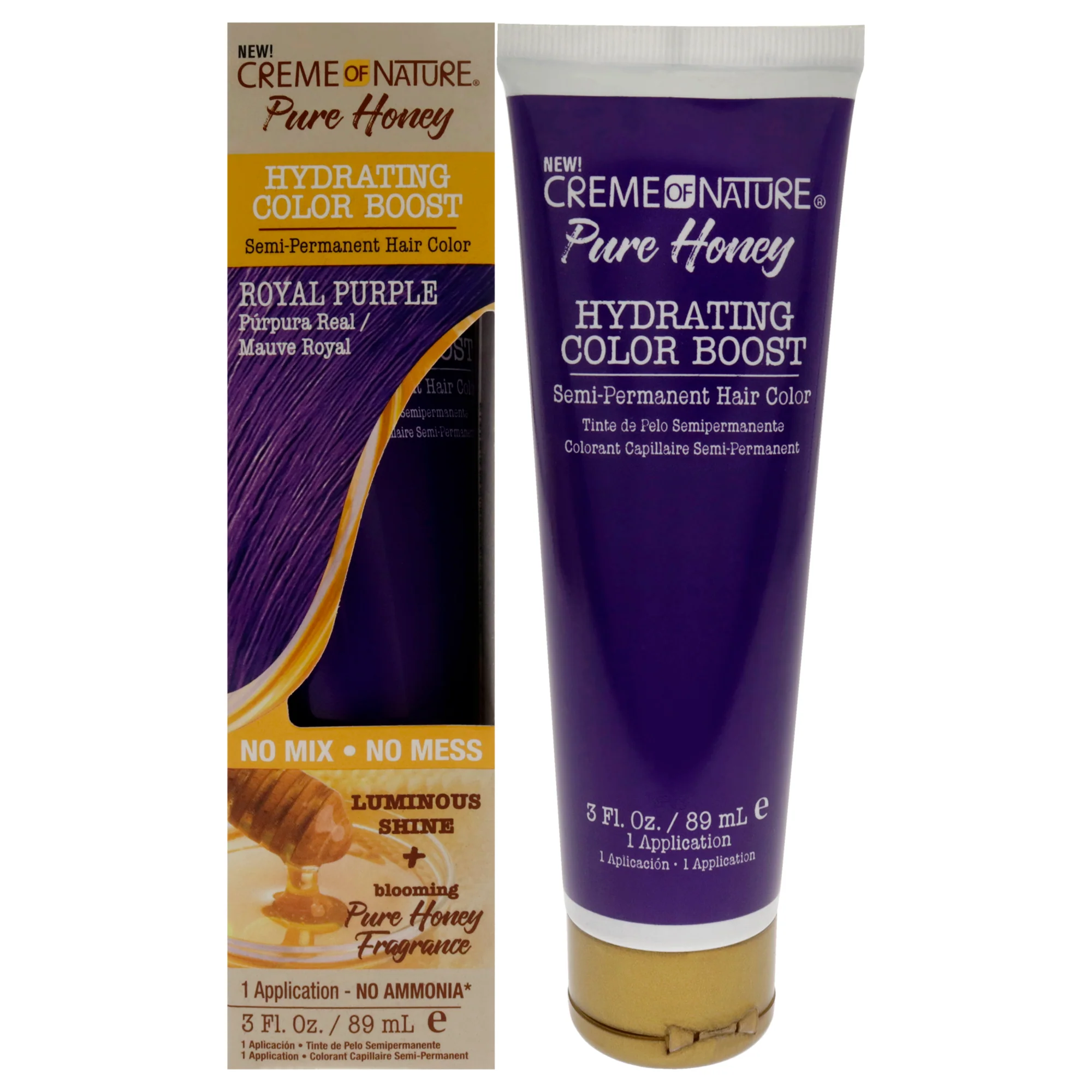 Pure Honey Hydrating Color Boost Semi-Permanent Hair Color - Royal Purple by Creme of Nature for Unisex - 3 oz Hair Color - Olabens