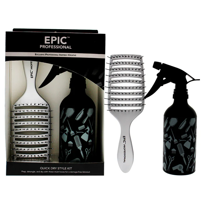 Wet Brush Epic Quick Dry Style Kit by Wet Brush for Unisex - 2 Pc Kit Quick Dry Hair Brush, Aluminum Spray bottle - Olabens