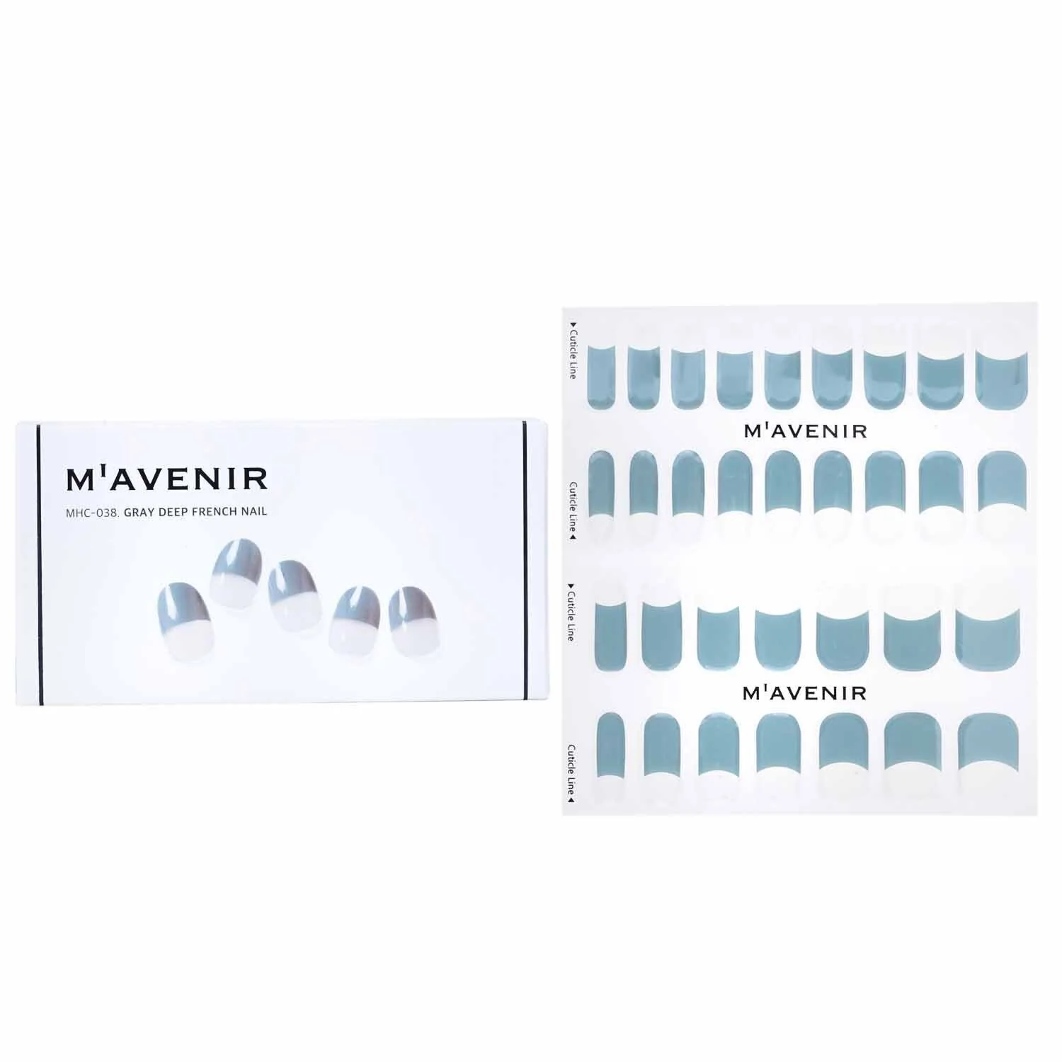 Mavenir Nail Sticker (Blue) - # Gray Deep French Nail  32pcs - Olabens