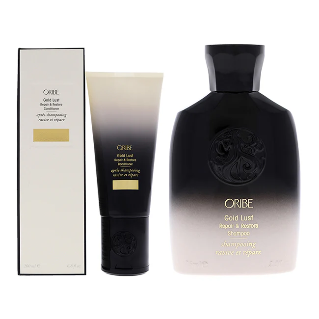 Oribe Gold Lust Repair and Restore Shampoo and Conditioner Kit by Oribe for Unisex - 2 Pc Kit 2.5oz Shampoo, 6.8oz Conditioner - Olabens