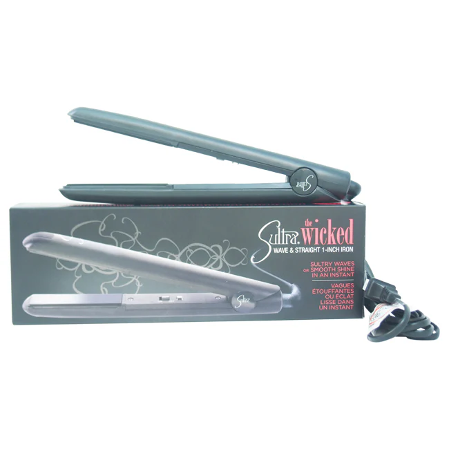 Sultra The Wicked Wave Straight Flat Iron - Black by Sultra for Unisex - 1 Inch Flat Iron - Olabens