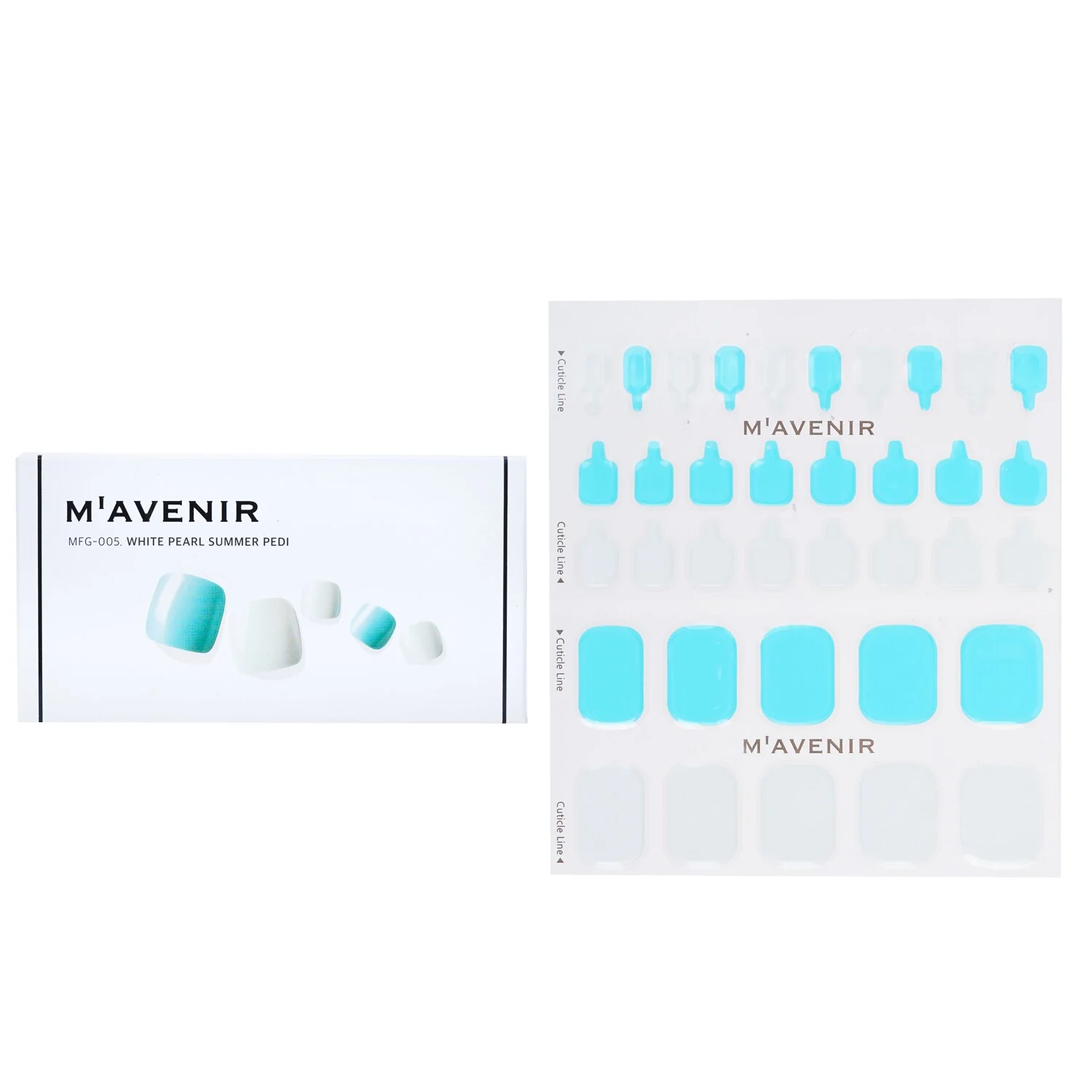 Mavenir Nail Sticker (Assorted Colour) - # White Pearl Summer Pedi  36pcs - Olabens