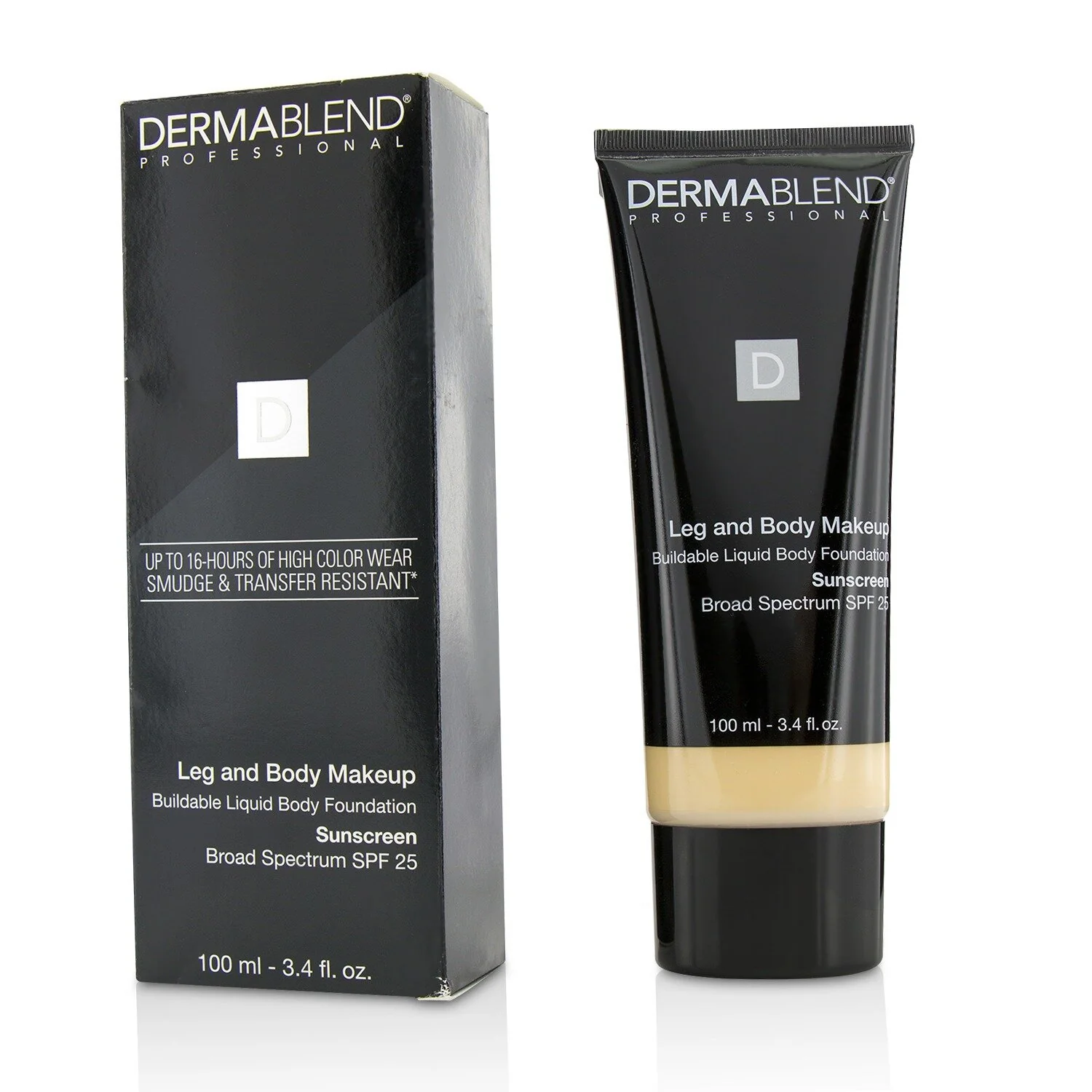 Dermablend Leg and Body Make Up Buildable Liquid Body Foundation Sunscreen Broad Spectrum SPF 25 - #Deep Natural (Exp. Date 12/2022)  100ml/3.4oz - Olabens