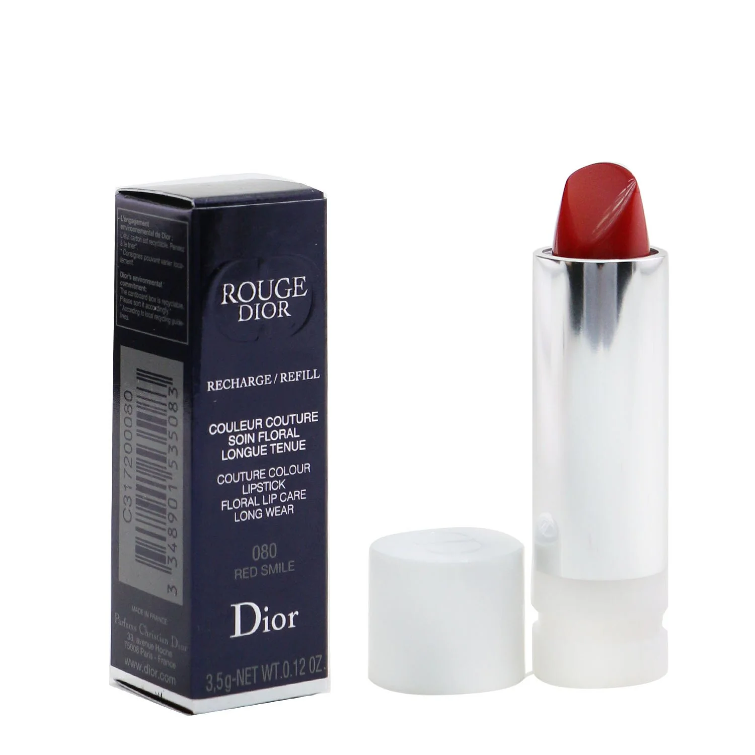 Christian Dior Rouge Dior Couture Colour Refillable Lipstick Refill - # 080 Red Smile (Satin)  3.5g/0.12oz - Olabens