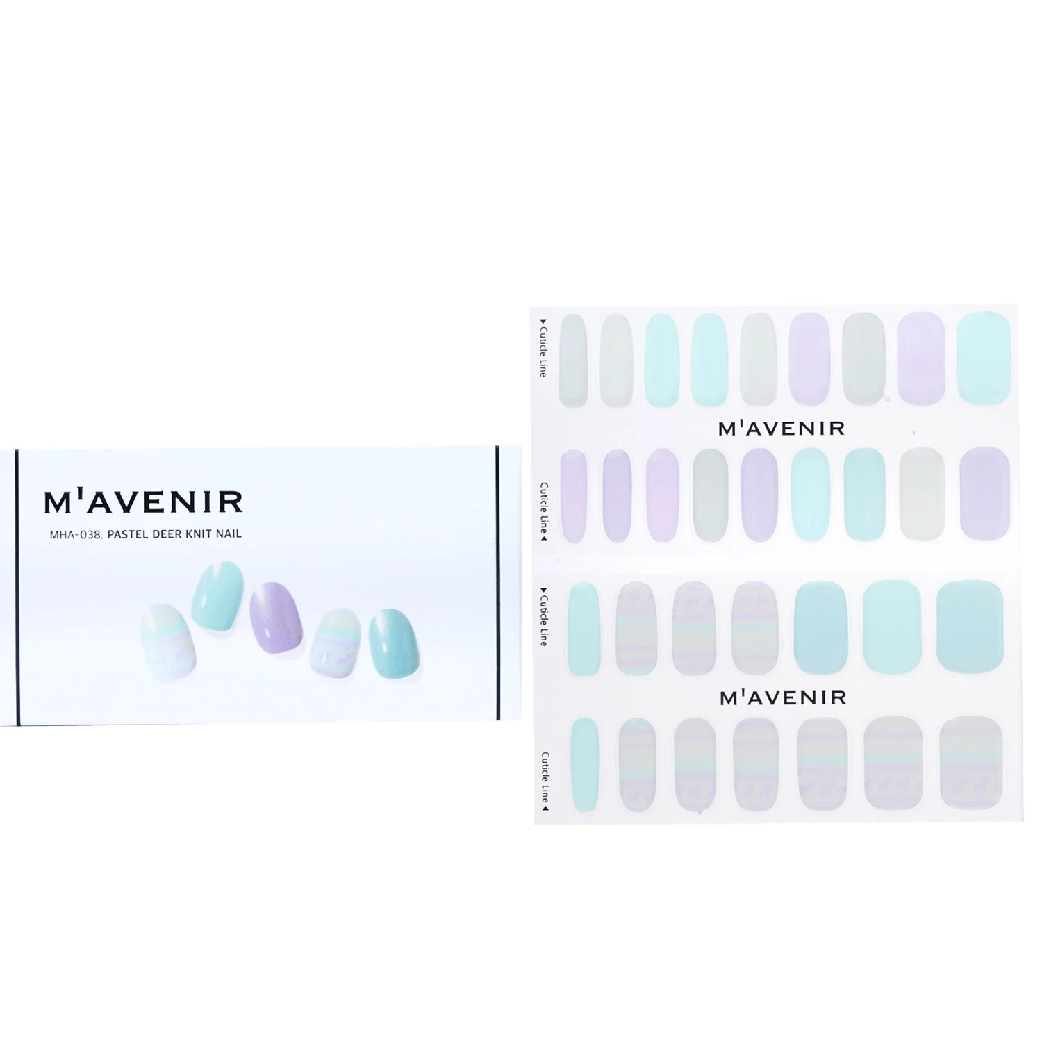 Mavenir Nail Sticker (Assorted Colour) - # Pastel Deer Knit Nail  32pcs - Olabens