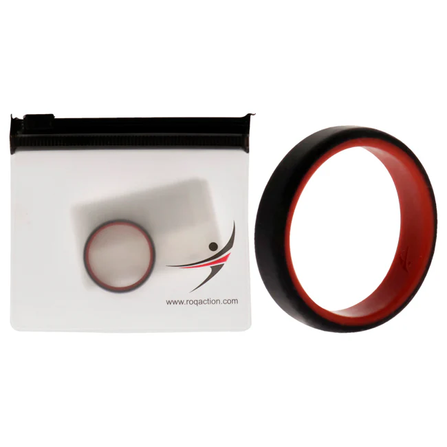 Silicone Wedding 6mm Brush 2Layer Ring - Red-Black by ROQ for Men - 12 mm Ring - Olabens