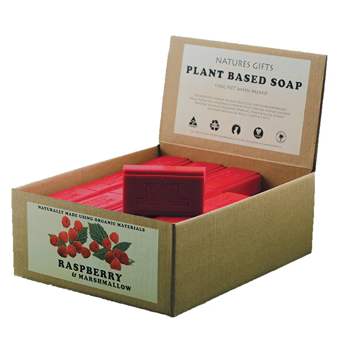 Clover Fields Natures Gifts Plant Based Soap Raspberry & Marshmallow 100g x 36 Display - Olabens