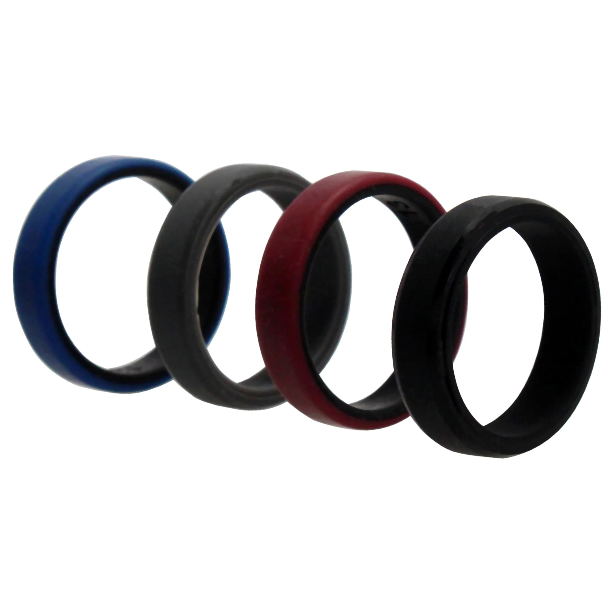 Silicone Wedding 6mm Brush 2Layer Ring Set - Bordo by ROQ for Men - 4 x 13 mm Ring - Olabens