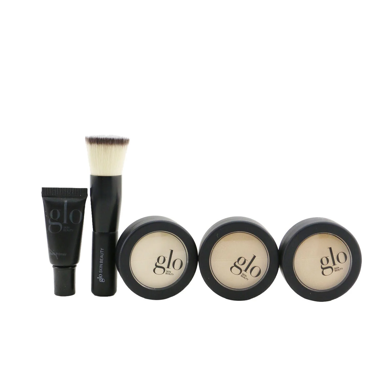 Glo Skin Beauty Meet Your Match 3 Step Foundation Kit (Face Primer + 2x Pressed Base + Perfecting Powder + Mini Kabuki Brush) - # Honey (Light / Medium)  5pcs - Olabens