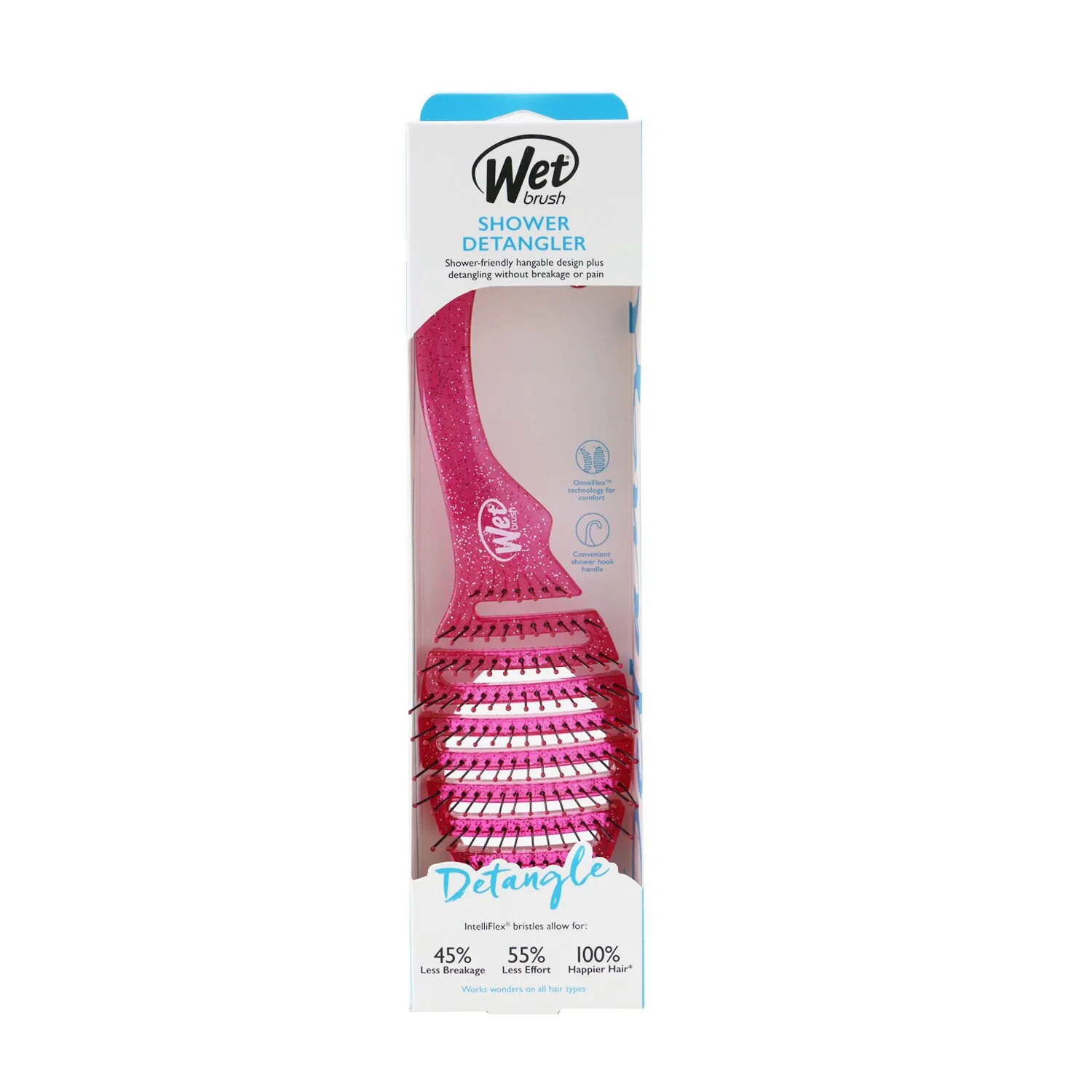 Wet Brush Shower Detangler - # Pink Glitter  1pc - Olabens