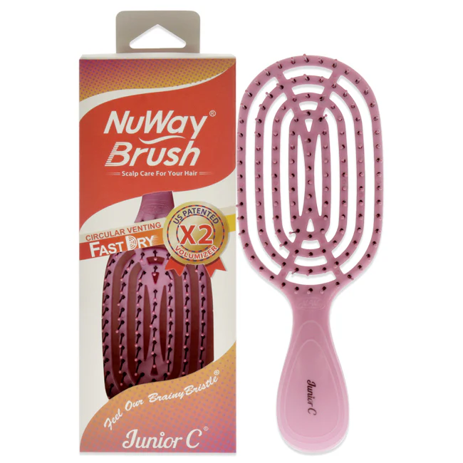 NuWay 4Hair Circular Venting Detangling Junior C Brush - Pink by NuWay 4Hair for Unisex - 1 Pc Hair Brush - Olabens