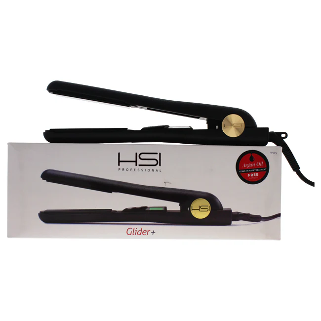HSI Professional Glider Plus Ceramic Flat Iron - Model # E038M - Black by HSI Professional for Unisex - 1 Inch Flat Iron - Olabens