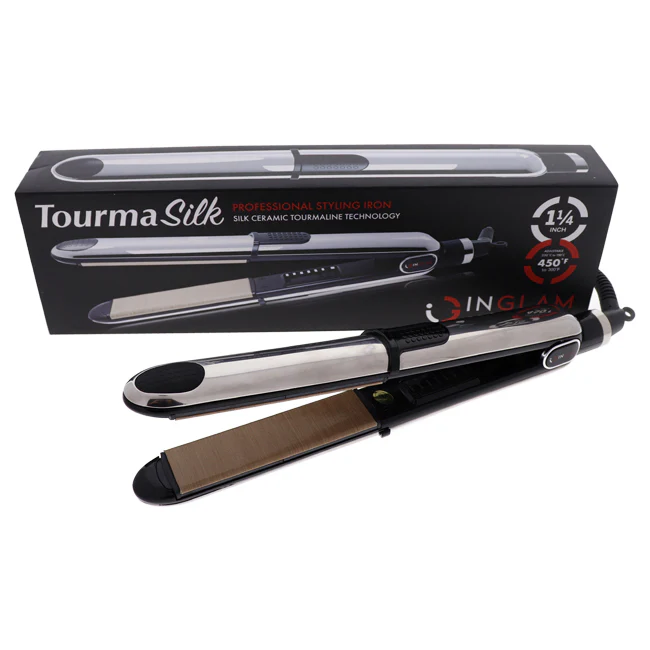 Inglam Tourma Silk Flat Iron - HS045B Silver by Inglam for Unisex - 1.25 Inch Flat Iron - Olabens