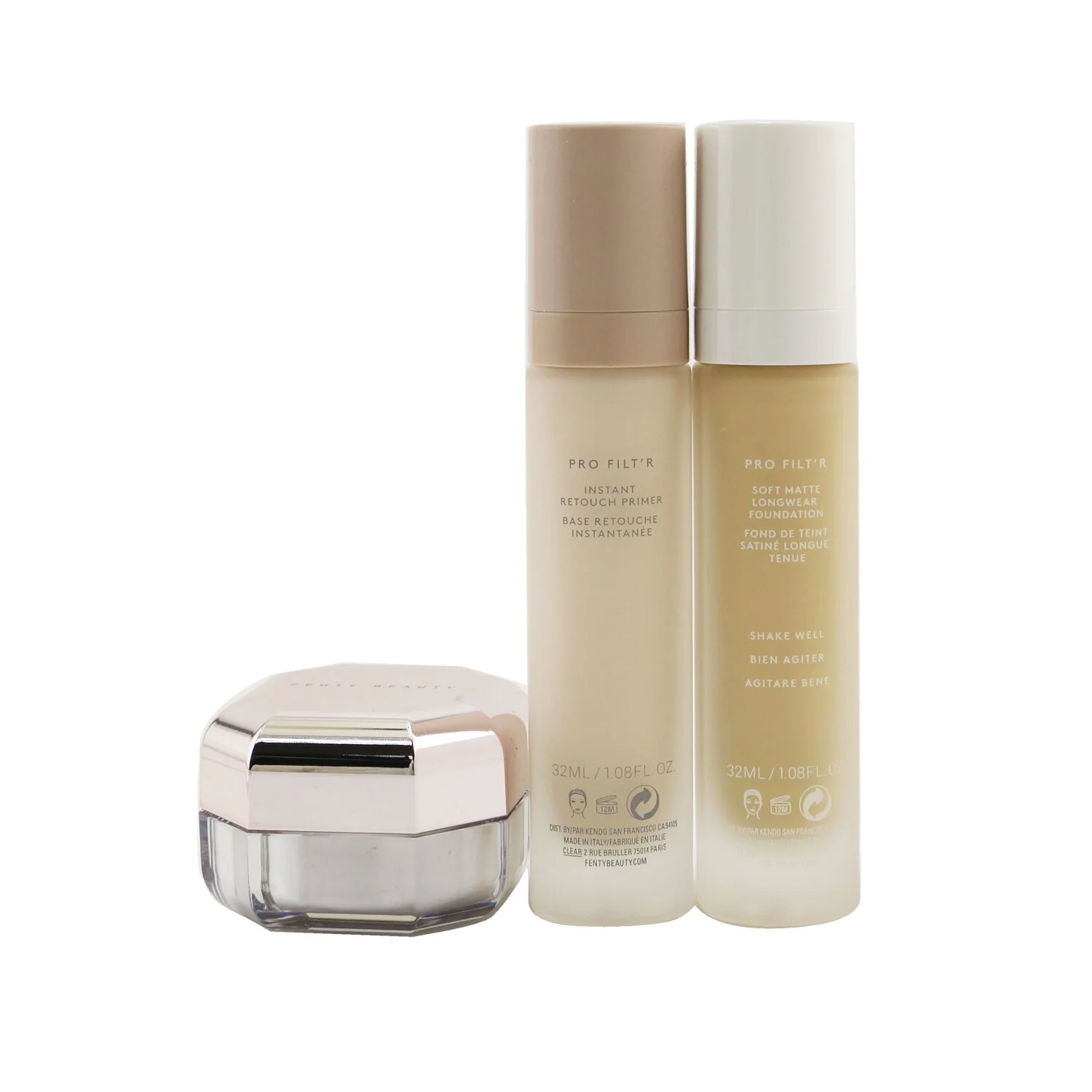 Fenty Beauty by Rihanna Pro Filt'R Soft Matte Complexion Kit: Foundation 32ml + Primer 32ml + Instant Retouch Setting Powder 7.8g - #120  3pcs - Olabens