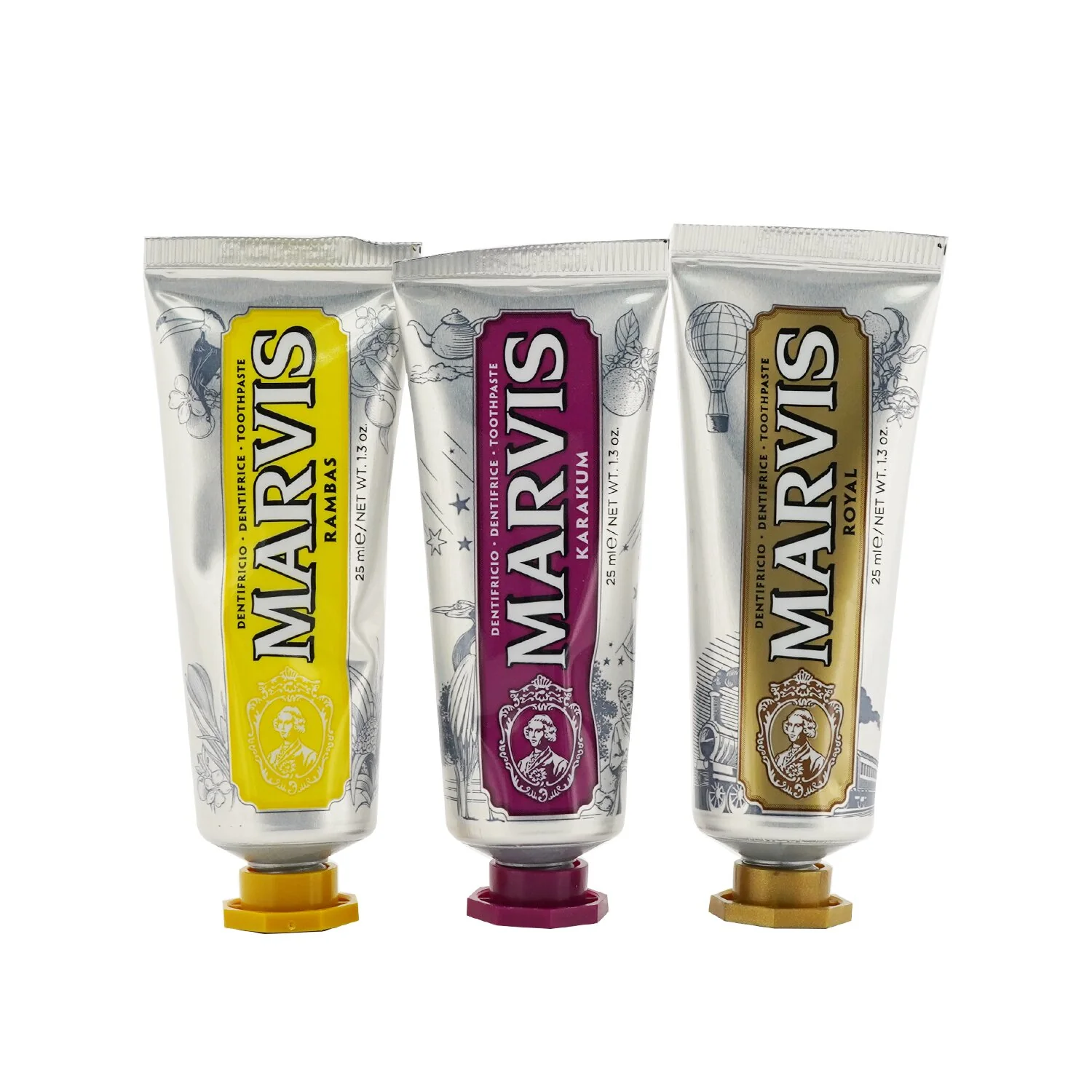 Marvis Wonders Of The World Travel Set: 1xKarakum Toothpaste+1xRoyal Toothpaste+1xRambas Toothpaste (Box Slightly Damaged)  3pcs - Olabens