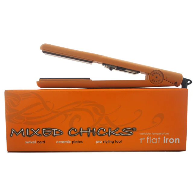 Mixed Chicks Pro Styling Tool Flat Iron - Orange by Mixed Chicks for Unisex - 1 Inch Flat Iron - Olabens