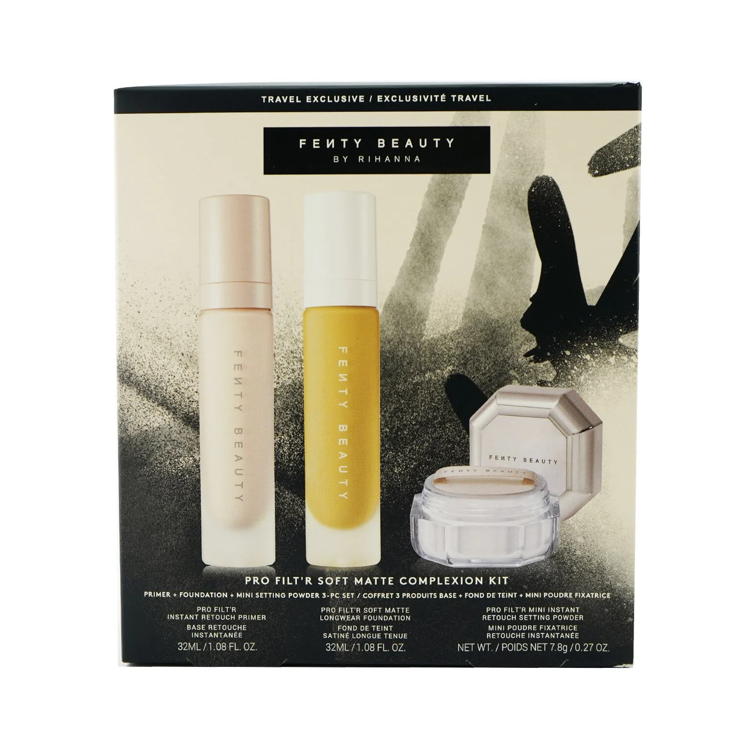 Fenty Beauty by Rihanna Pro Filt'R Soft Matte Complexion Kit: Foundation 32ml + Primer 32ml + Instant Retouch Setting Powder 7.8g - #120  3pcs - Olabens