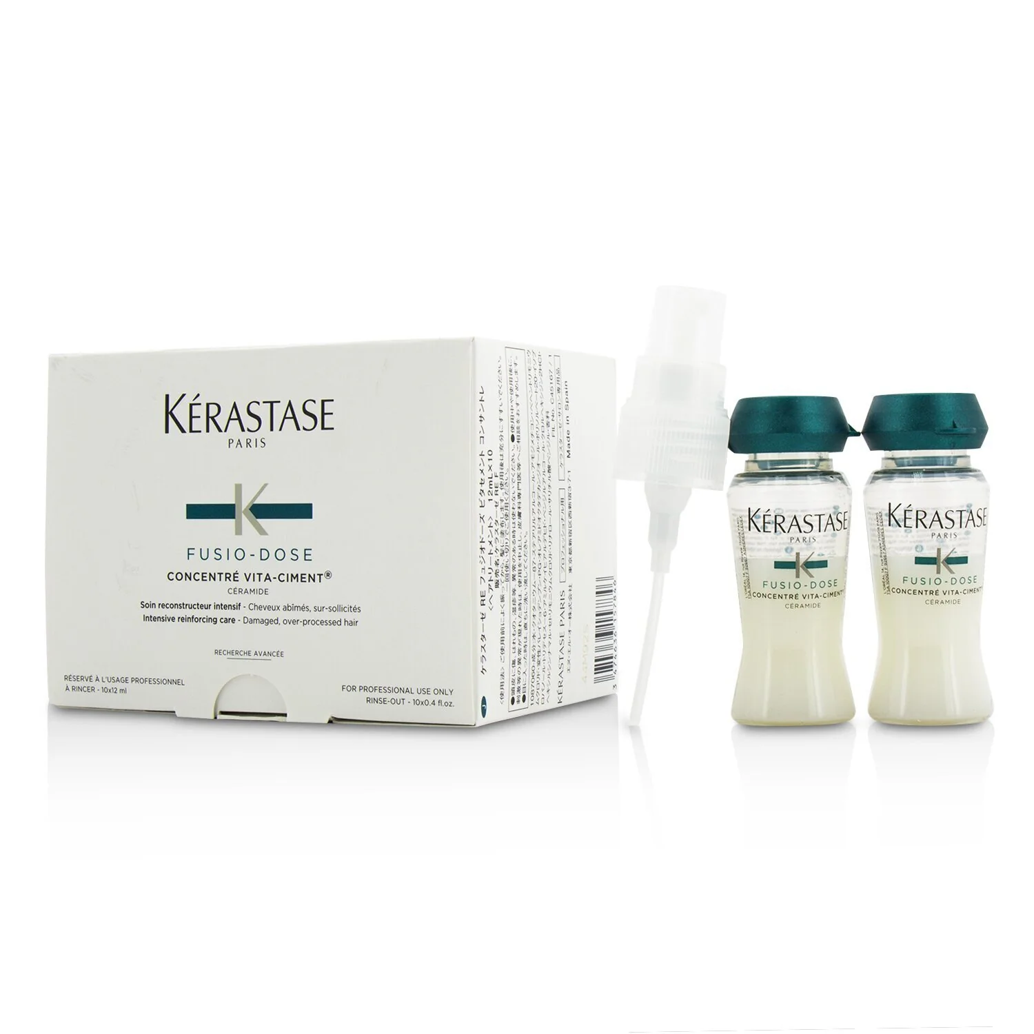 Kerastase Fusio-Dose Concentre Vita-Ciment Ceramide Intensive Reinforcing Care (Damaged, Over-Processed Hair)  10x12ml/0.4oz - Olabens