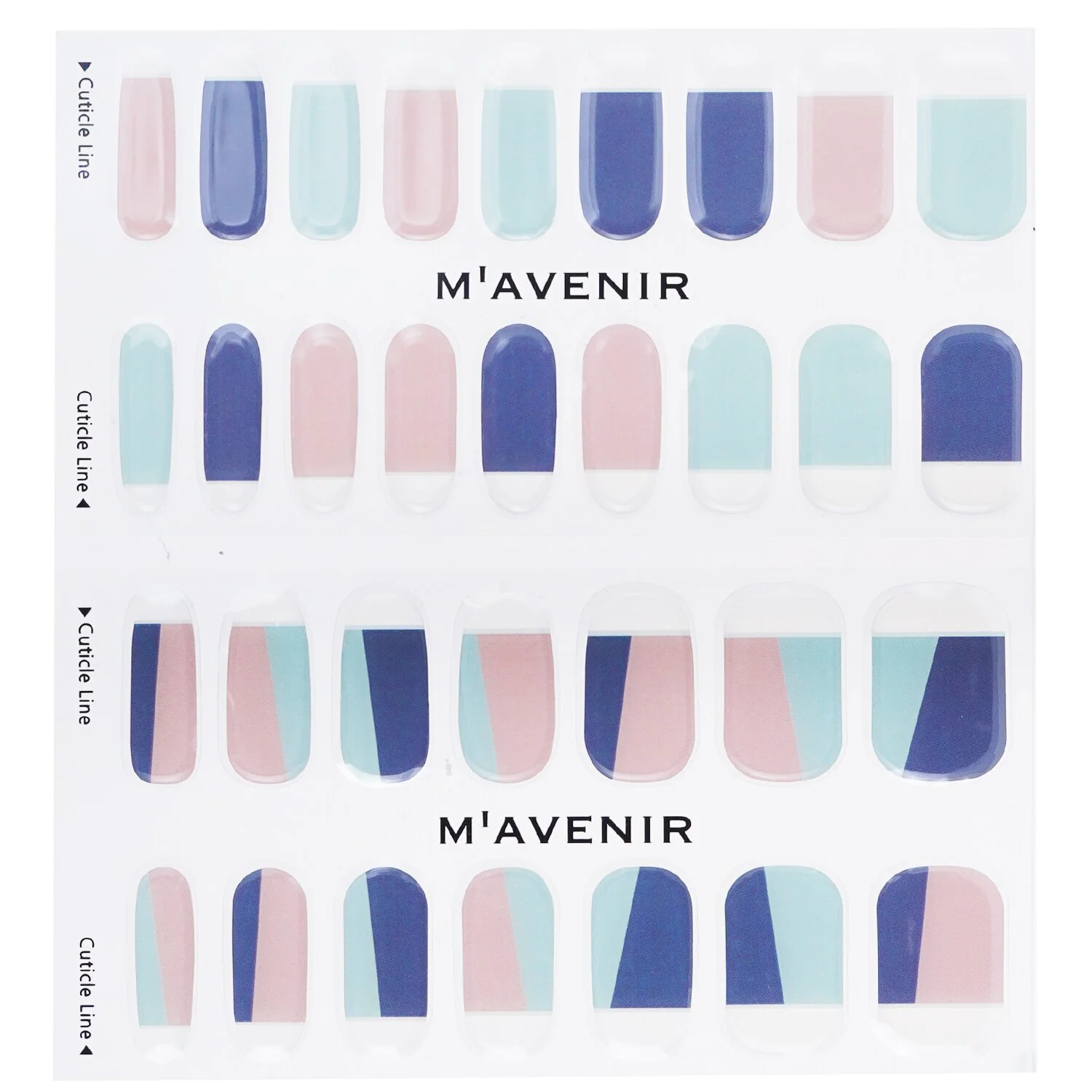 Mavenir Nail Sticker (Assorted Colour) - # French Pastel Nail  32pcs - Olabens