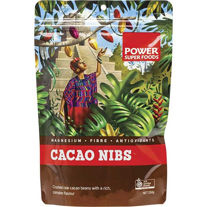 Power Super Foods Cacao Nibs Raw Certified Organic 250g - Olabens