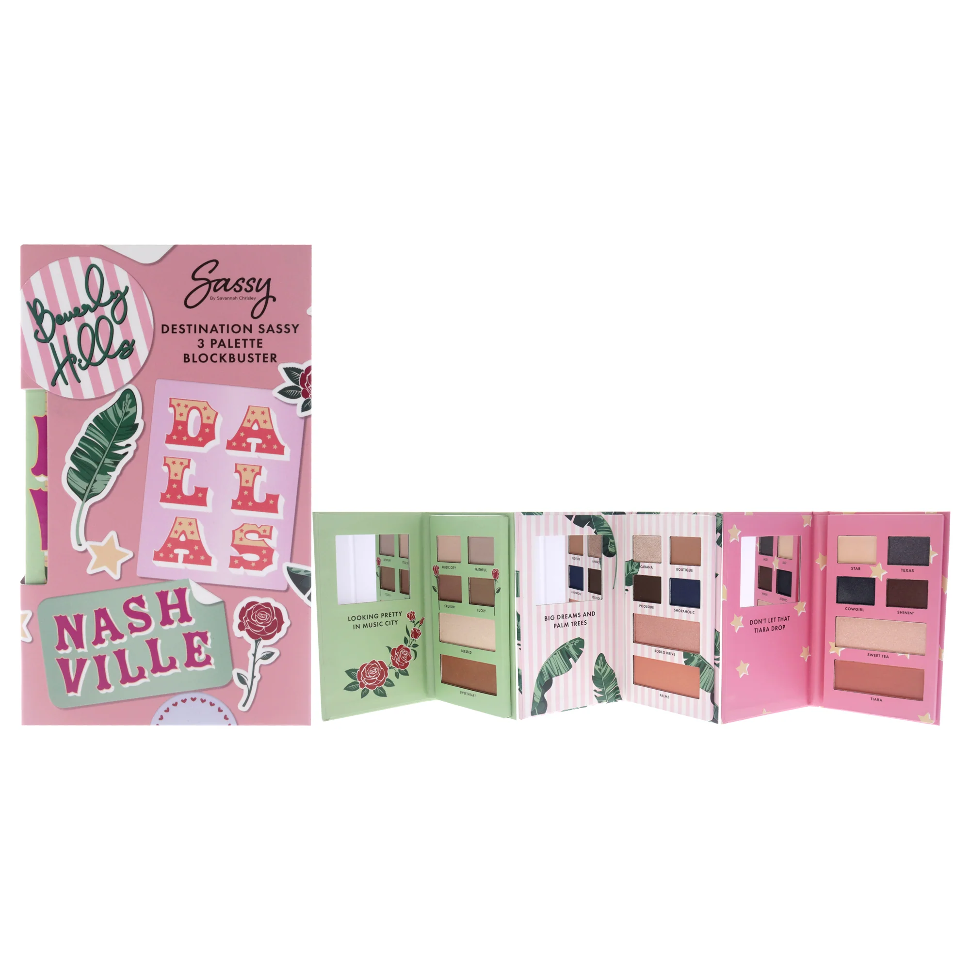 Destination Sassy 3 Palette Blockbuster Kit by Savannah Chrisley for Women - 3 Pc Palette - Nashville, Palette - Beverly Hills, Palette - Dallas - Olabens