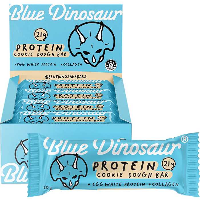 Blue Dinosaur Protein Bar Cookie Dough 60g x 12 Display - Olabens