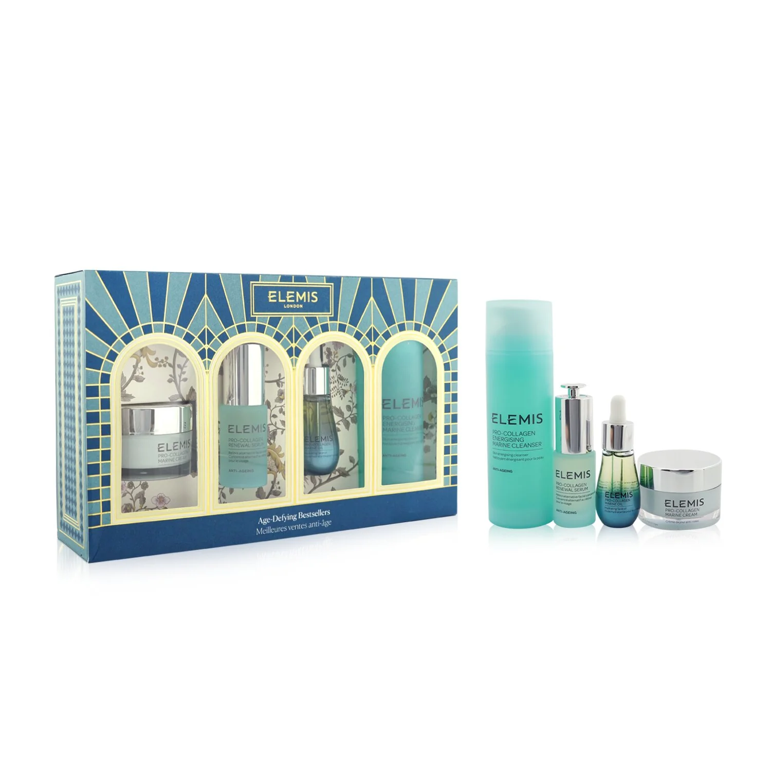 Elemis Age-Defying Bestsellers Set: Renewal Serum 15ml+ Marine Cleanser 150ml+ Marine Oil 15ml+ Marine Cream 30ml  4pcs - Olabens