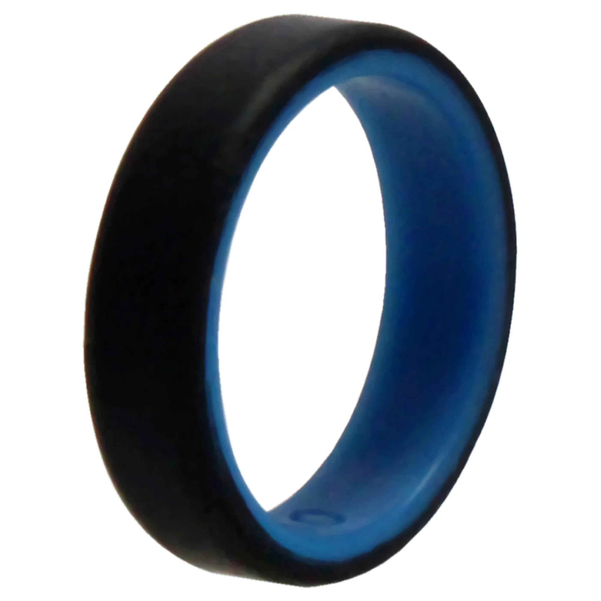 Silicone Wedding 6mm Brush 2Layer Ring - Blue-Black by ROQ for Men - 10 mm Ring - Olabens