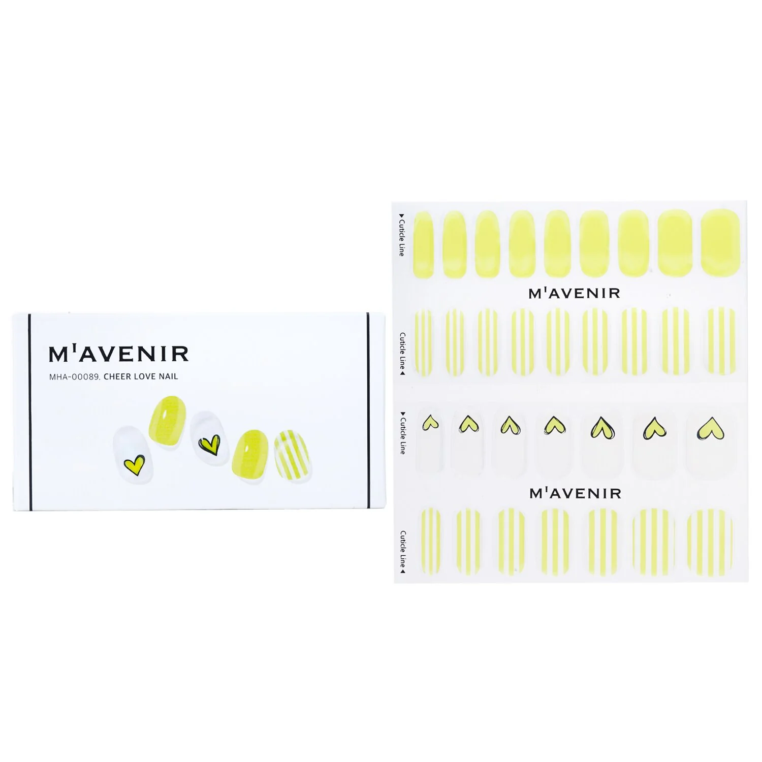 Mavenir Nail Sticker (Yellow) - # Cheer Love Nail  32pcs - Olabens