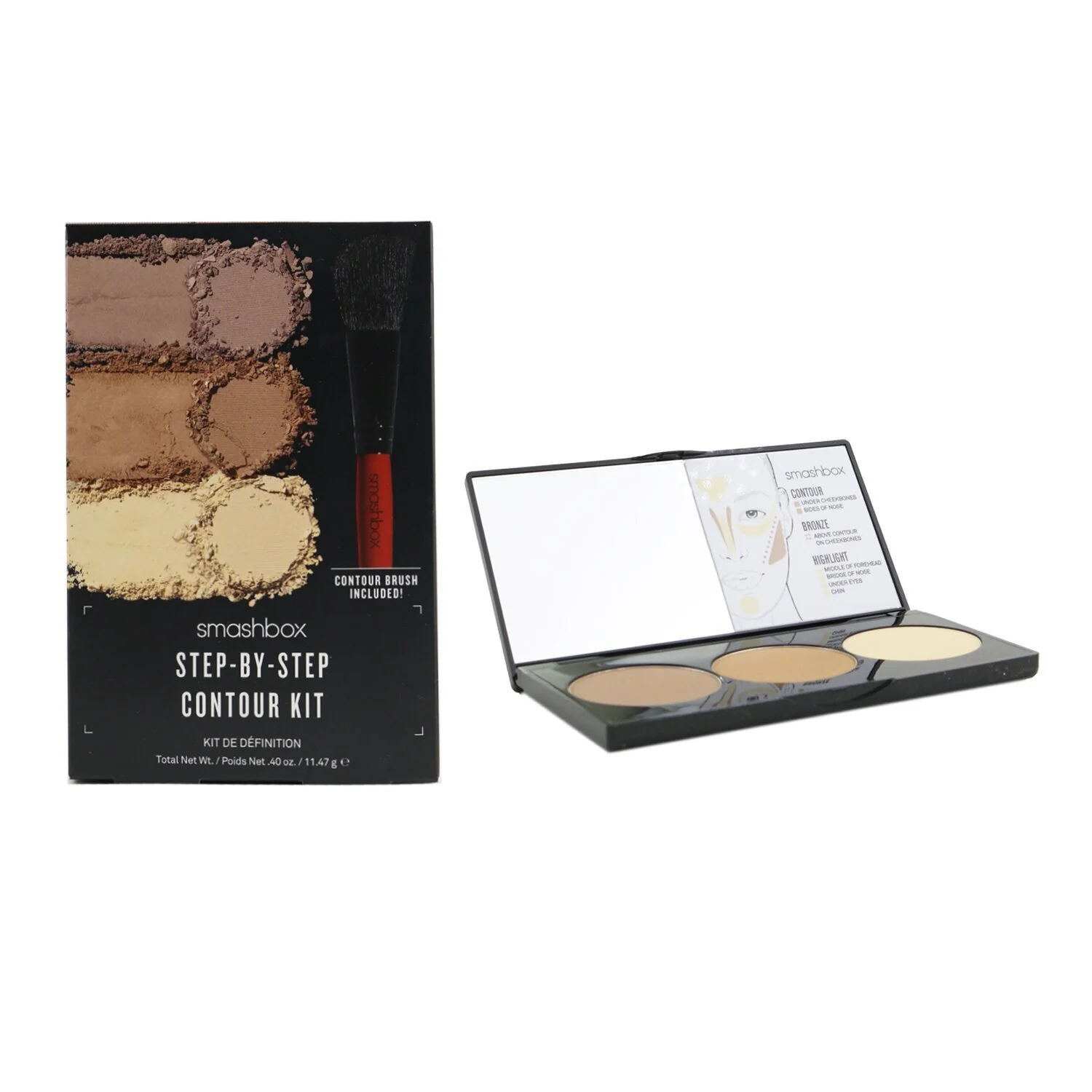 Smashbox Step By Step Contour Kit (1 x Contour Palette + 1 x Contour Brush) - (Light/Medium)  11.47g/0.404oz - Olabens