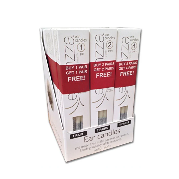 Essenzza Ear Candles 2 for 1 Bonus Mixed Display (contains: 6 x + , 6 x 2 Pair + 2 Pair & 3 x 4 Pair + 4 Pair) 1 Pair - Olabens