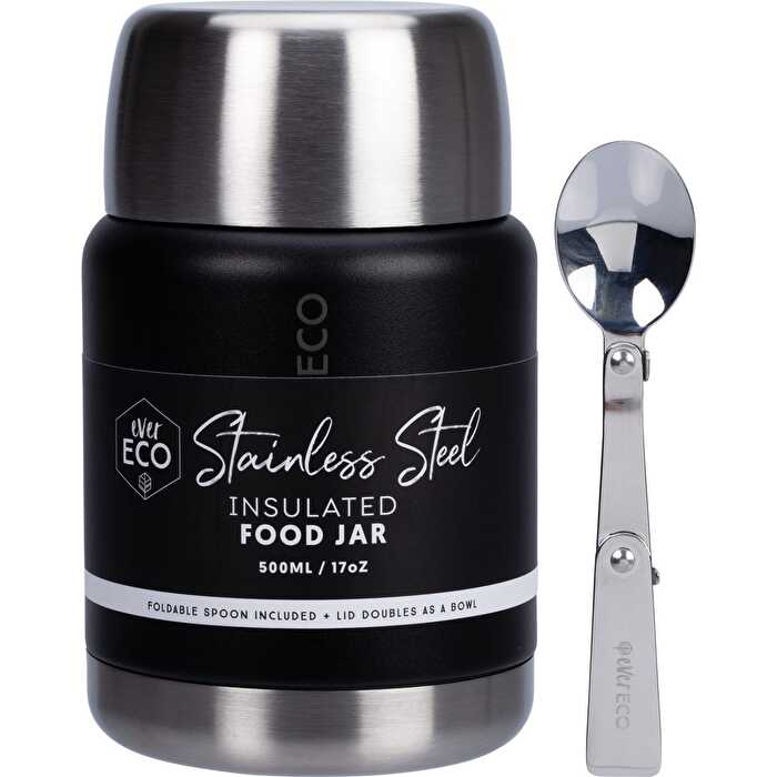 Ever Eco Insulated Stainless Steel Food Jar Onyx 500ml - Olabens