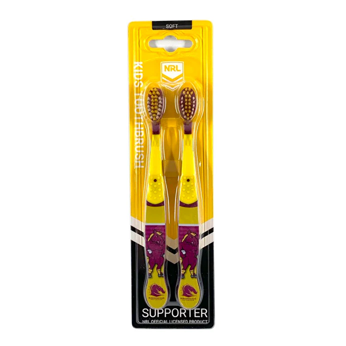 Nrl Mascot Kids Toothbrush - Broncos 2 Pack - Olabens