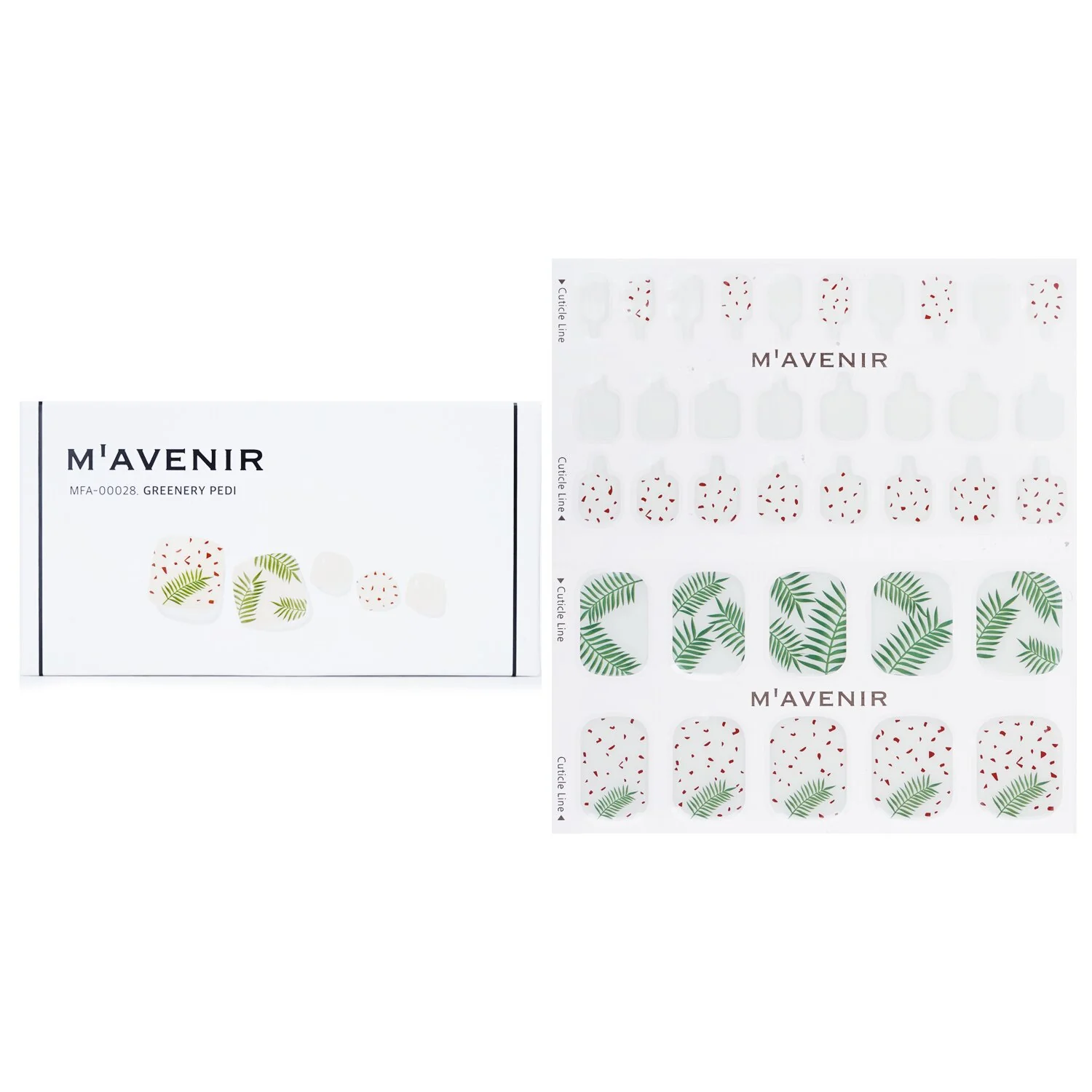Mavenir Nail Sticker (Patterned) - # Greenery Pedi  36pcs - Olabens
