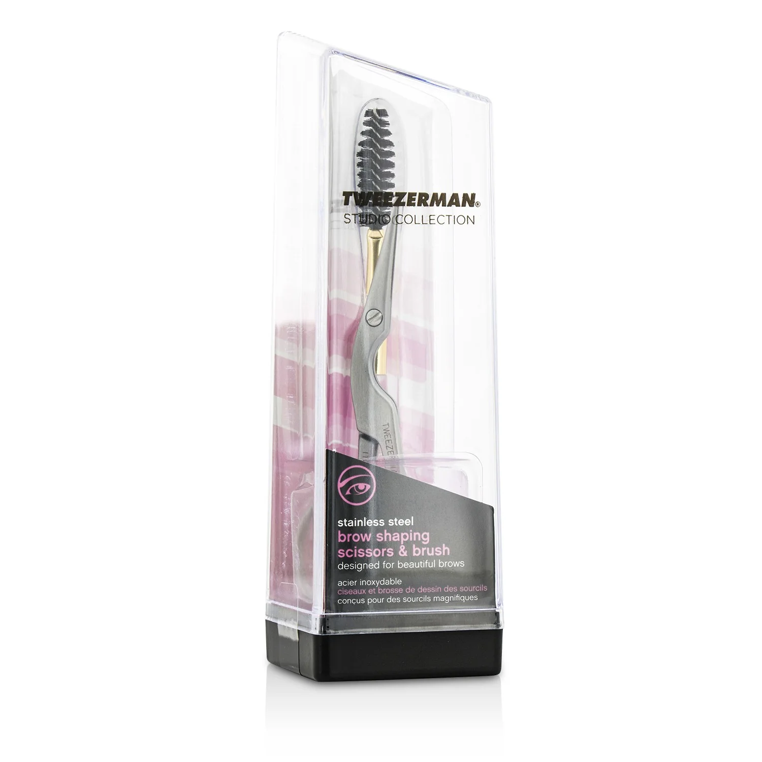 Tweezerman Stainless Steel Brow Shaping Scissors & Brush (Studio Collection)  2pcs - Olabens