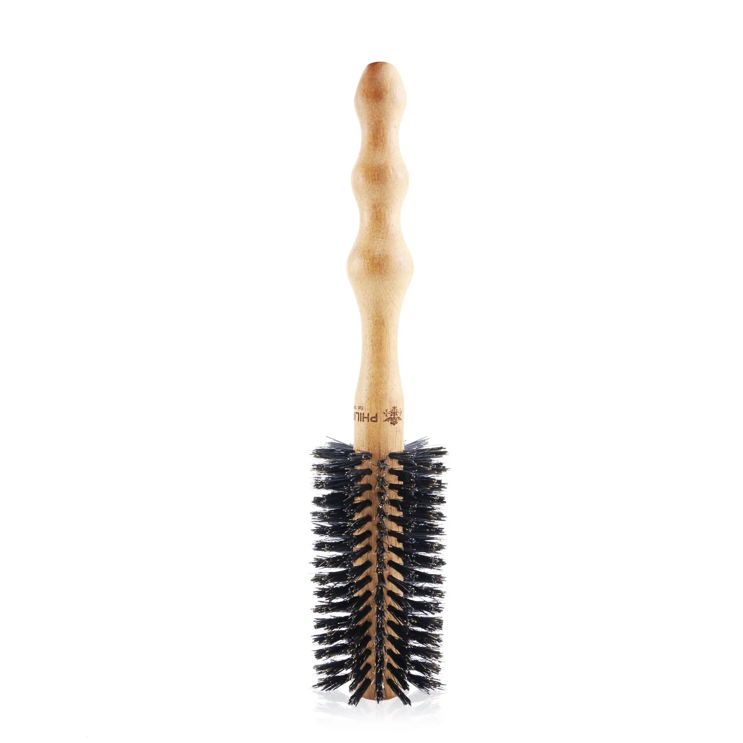 Philip B Medium 55mm Round Brush (Polished Mahogany Handle, 65% Boar Bristle + 35% Nylon)  1pc - Olabens