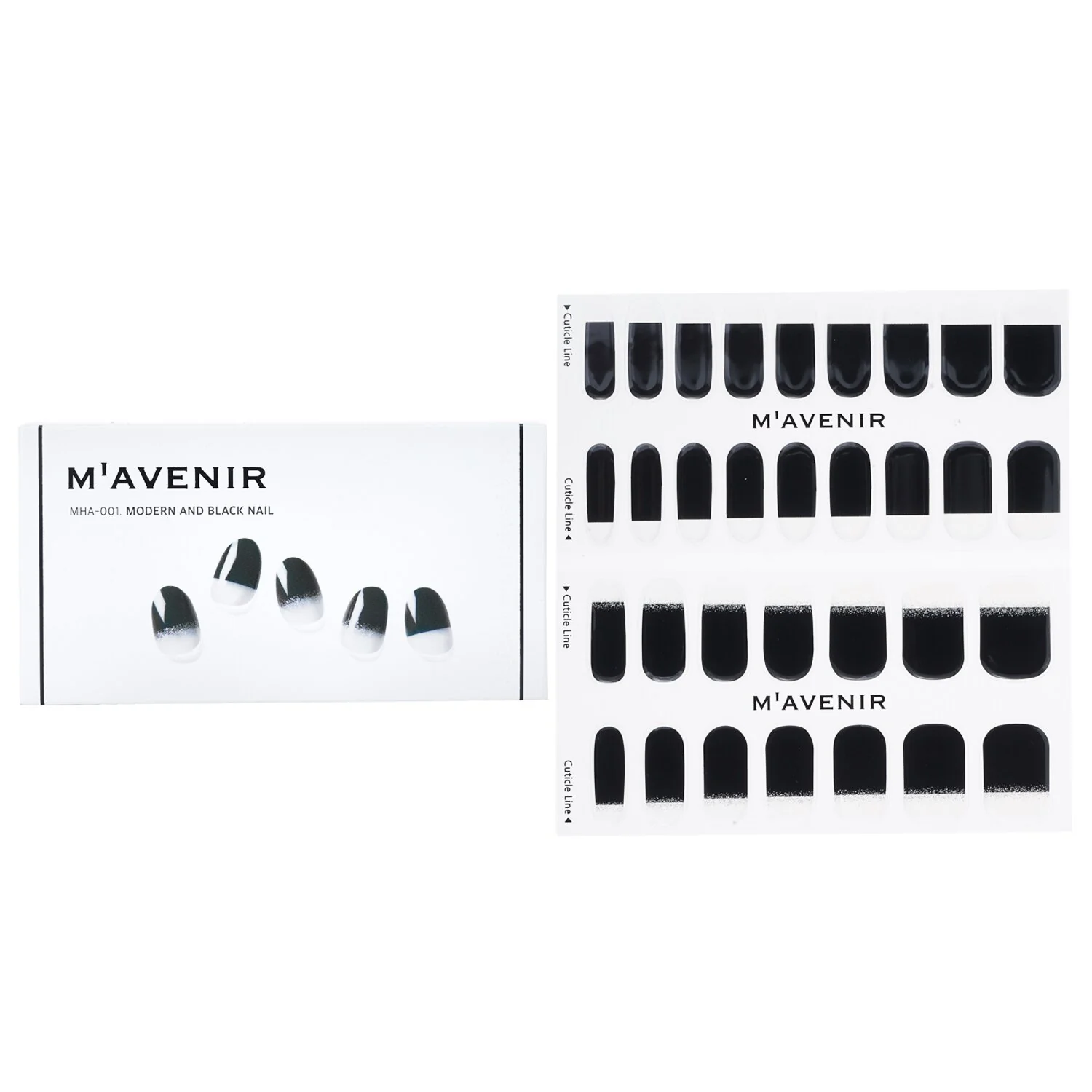 Mavenir Nail Sticker (Black) - # Modern And Black Nail  32pcs - Olabens