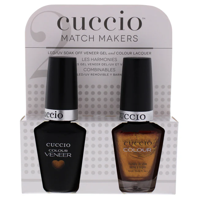 Match Makers Set - Never Can Say Mumbai by Cuccio Colour for Women - 2 Pc 0.44oz Veneer Soak Of Gel Nail Polish, 0.43oz Colour Nail Polish - Olabens