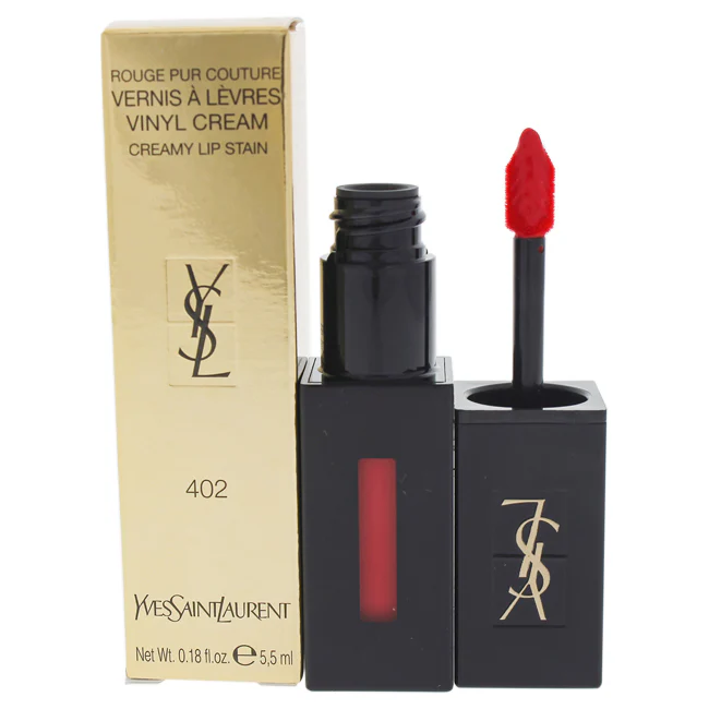 Yves Saint Laurent Vernis a Levres Vinyl Cream Lip Stain - 402 Rouge Remix by Yves Saint Laurent for Women - 0.18 oz Lip Gloss - Olabens