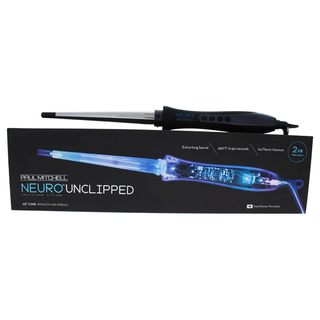 Neuro Unclipped Curling Iron - Model # NSSCNA - Black/Silver by Paul Mitchell for Unisex - 0.75 Inch Curling Iron - Olabens