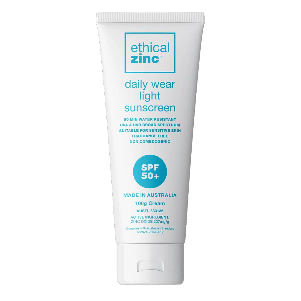 Ethical Zinc SPF50+ Daily Wear Light Sunscreen 100g - Olabens