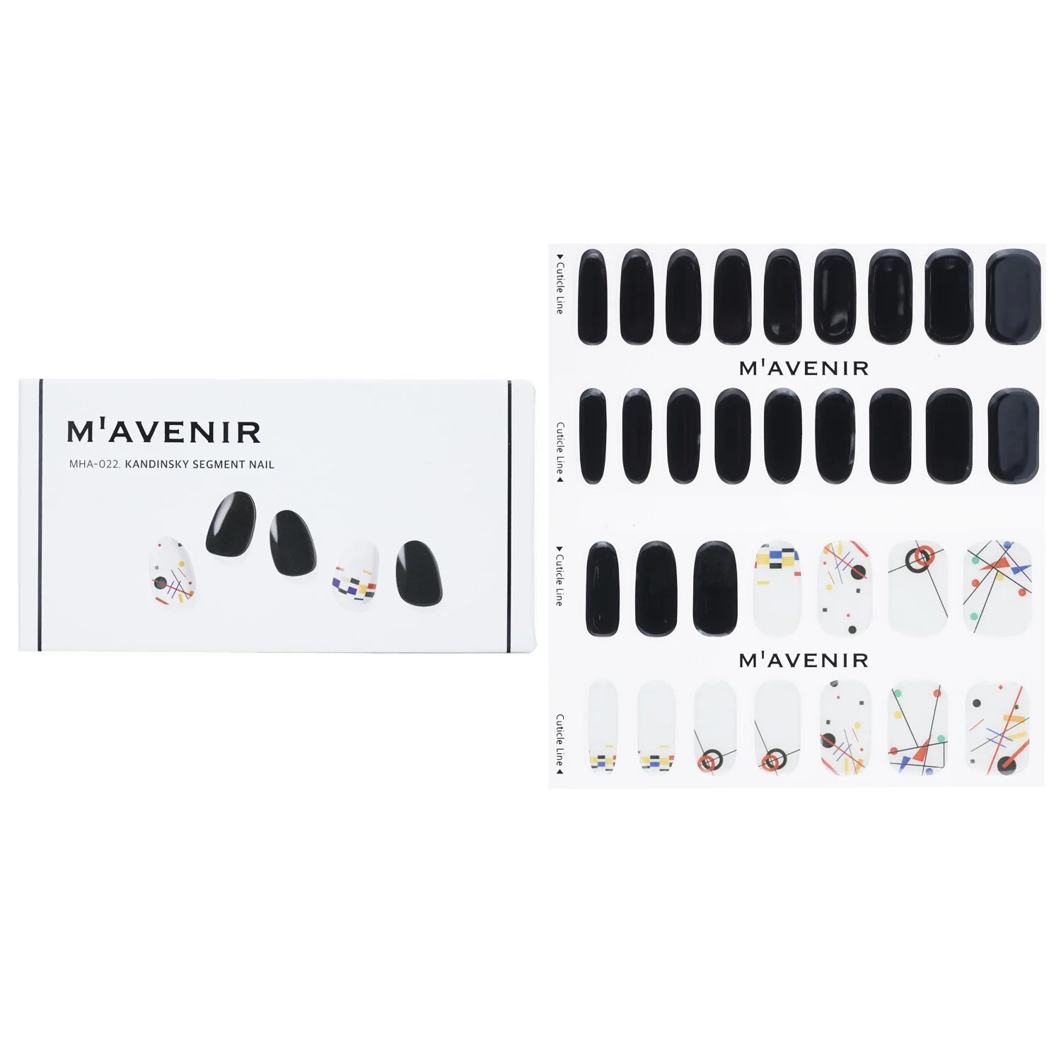 Mavenir Nail Sticker (Black) - # Kandinsky Segment Nail  32pcs - Olabens