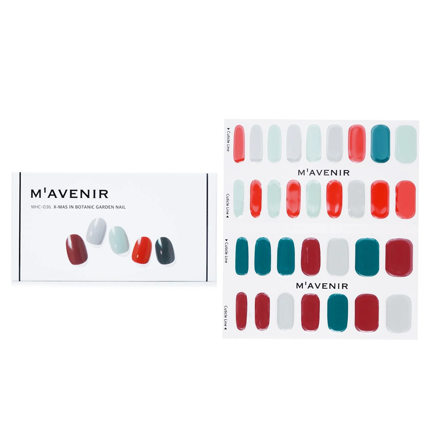 Mavenir Nail Sticker (Assorted Colour) - # X-Mas In Botanic Garden Nail  32pcs - Olabens