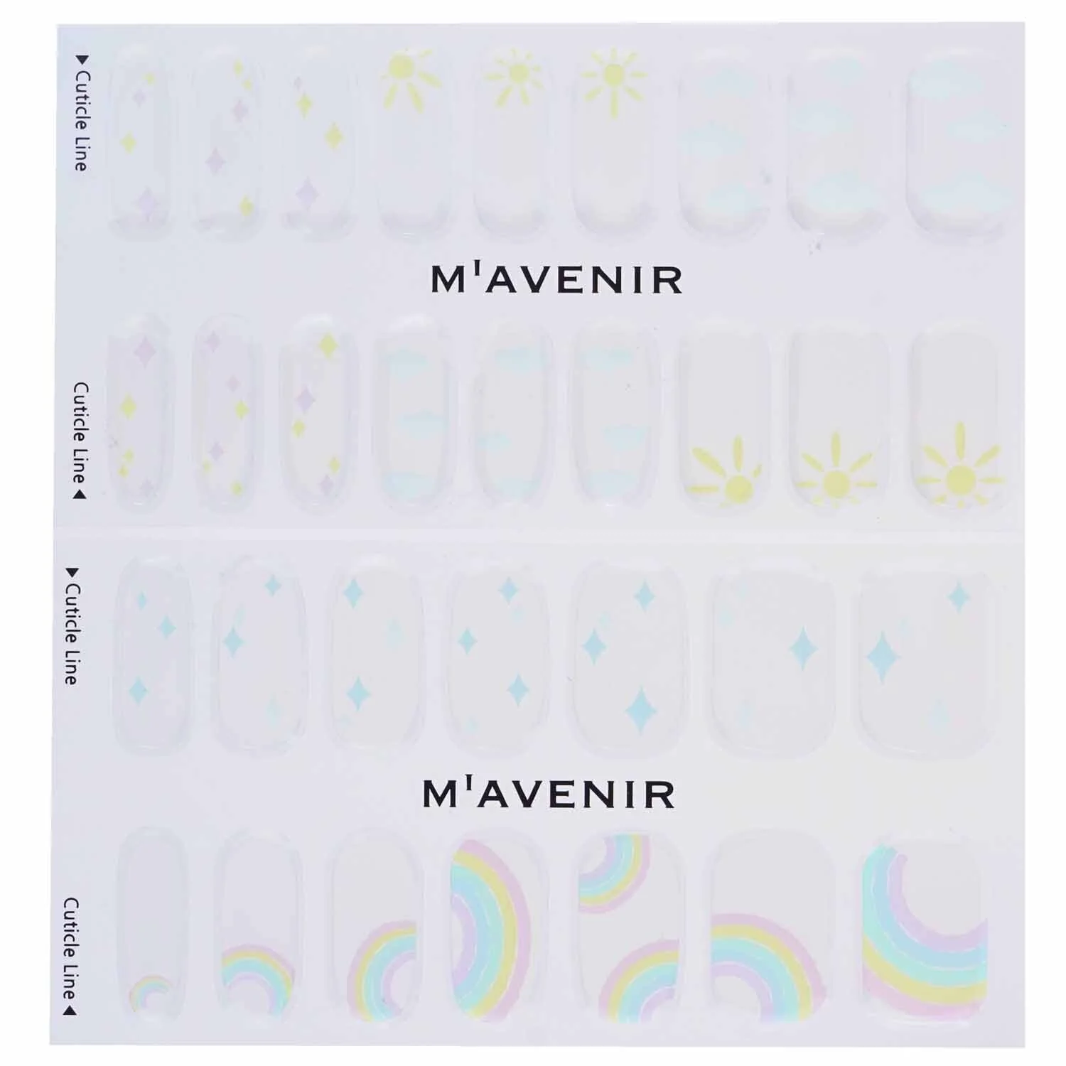 Mavenir Nail Sticker (White) - # Happy Sunny Day Nail  32pcs - Olabens