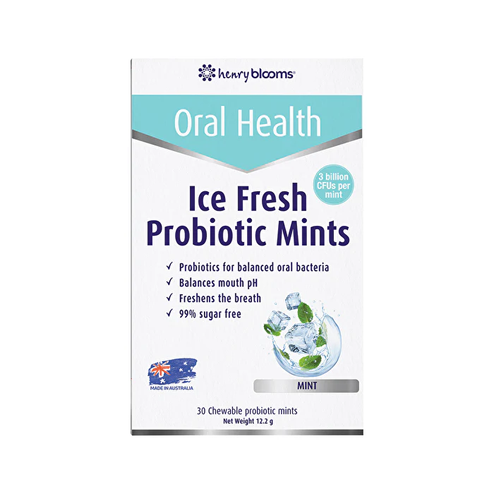 Henry Blooms Oral Health Ice Fresh Probiotic Mints Mint Chewable Mints x 30 Pack - Olabens