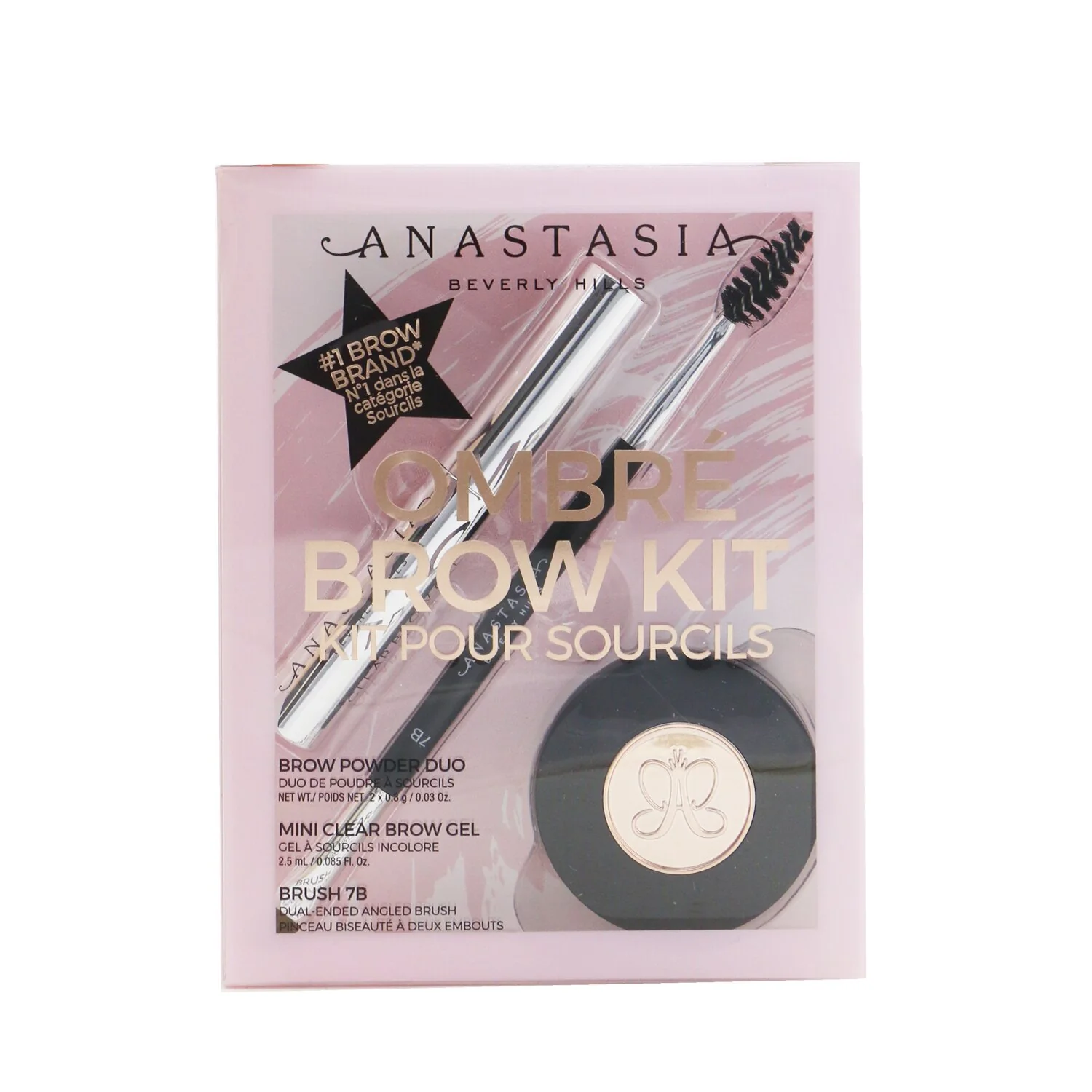 Anastasia Beverly Hills Ombre Brow Kit (Brow Powder Duo + Mini Clear Brow Gel + Brush 7B) - # Soft Brown  3pcs - Olabens