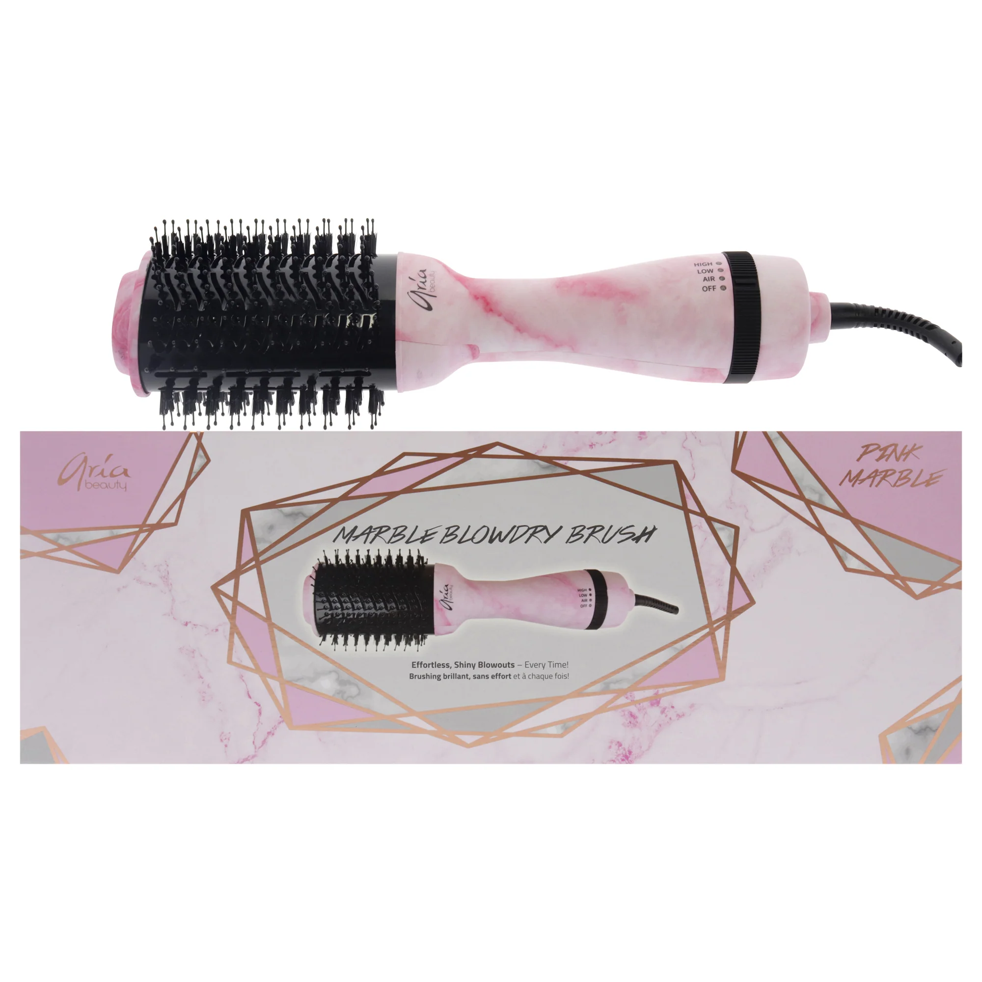 Blowdry Brush - Pink Marble by Aria Beauty for Women - 1 Pc Brush - Olabens